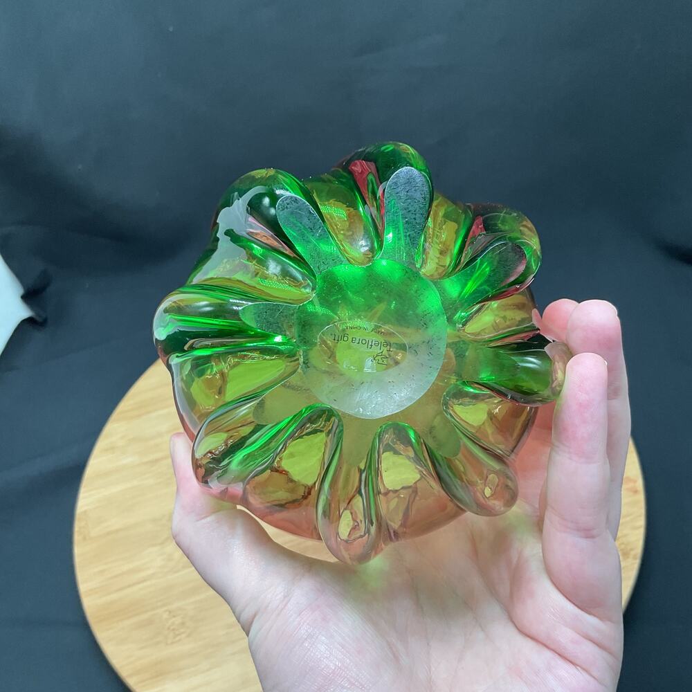 Vintage Teleflora Watermelon Vase Hand Blown 7in - Picture 8 of 14